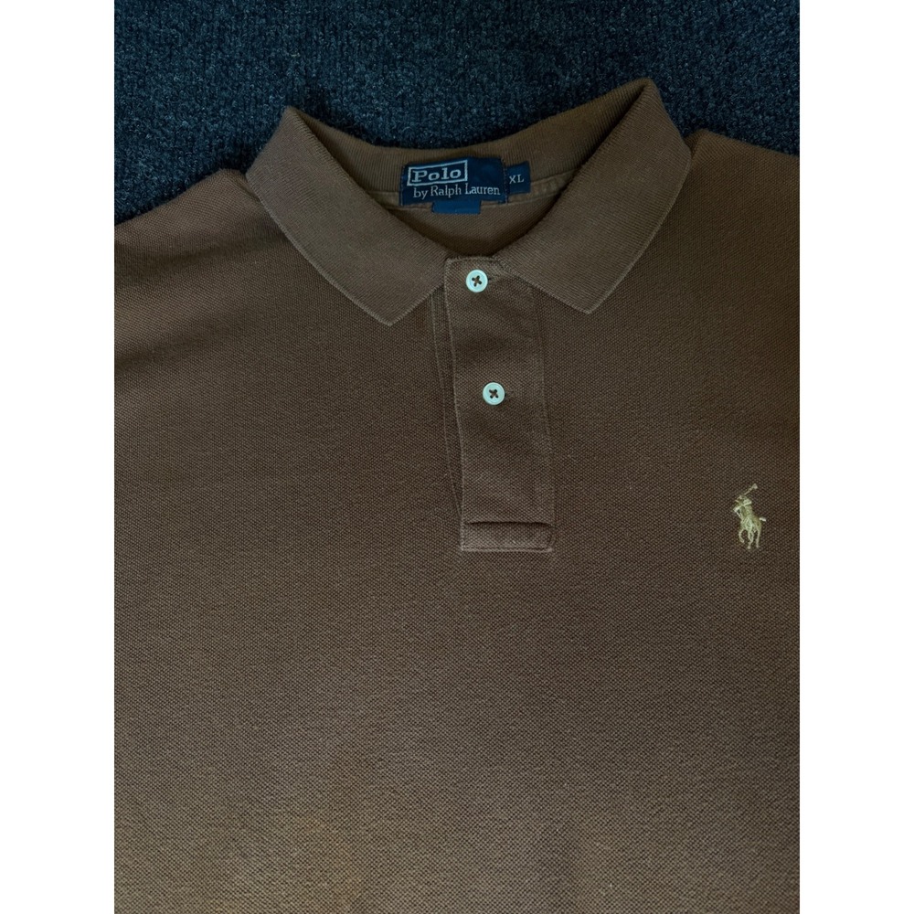 Polo Ralph Lauren Mens XL Brown Short Sleeve Pique Polo Shirt Pony Logo
